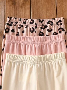 SHEIN 3 Sets Girls Casual Fashion Leopard Print Long Sleeve & Long Pants With Cat And Heart Design, Spring/Autumn Daily Wear - Multicolor - View 3