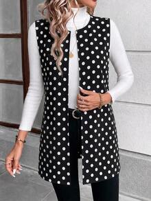 EMERY ROSE Rompi Jaket Kasual Polkadot Ukuran Besar untuk Wanita, Cocok untuk Pemakaian Sehari-hari - MultiWarna - View 4