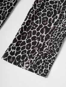 Linhara CURVE French Vintage Elegant Fashion Casual Leopard Print Patchwork Square Neck Striped Grey Dress Fall - Grey - View 7