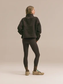 GLOWMODE Running Collection Cloud Fleece Stay Bundled Half-Zip Pullover With Drawstring Hem & Reflective Zipper Fall Winter Outdoor Running Jogging Wear - Brown - View 7