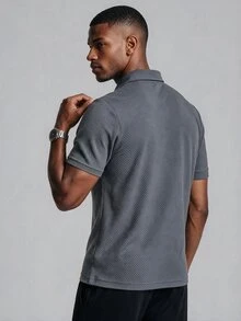 TekDrob Polo Regular yang Bernapas & Elastis 4 Arah dengan Anti Kerut dan Tekstur Khusus - Grey - View 4
