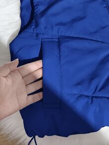 Comfortcana Winter Zip Up Double Face Snap Button Corduroy Drawstring Vest Coat - Blue - View 4
