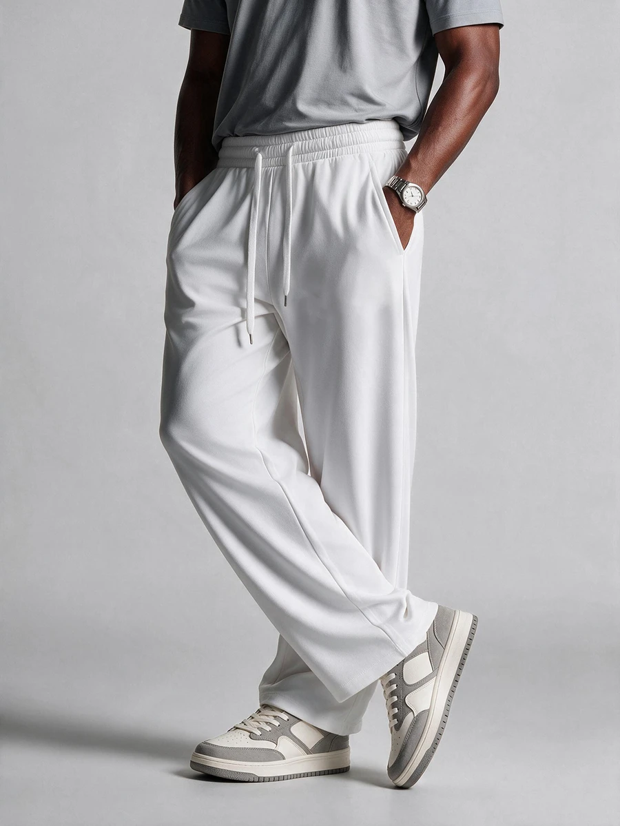 TekDrob Quick-Dry Slim Pants With Slant Pants And Drawstring Waistbands - White - View 1