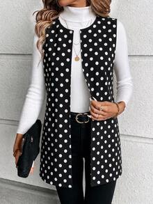 EMERY ROSE Rompi Jaket Kasual Polkadot Ukuran Besar untuk Wanita, Cocok untuk Pemakaian Sehari-hari - MultiWarna - View 3