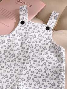 Infant Cute Leopard Print Corduroy Jumpsuit, Fashion Wide Leg Overalls - Light Grey - View 3