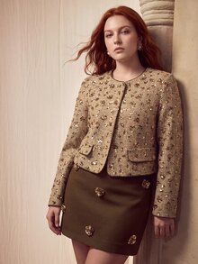 MOTF PREMIUM PLUS SIZE SEQUIN CASUAL VERSATILE DAILY WEAR LONG SLEEVE JACKET - Gold - View 6