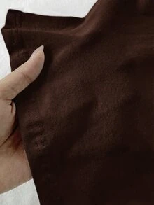 Attitoon 95%棉女款休閒單肩修身上衣，棕色日常穿著 - 棕色 - 查看 4