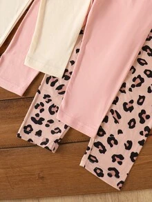 SHEIN 3 Sets Girls Casual Fashion Leopard Print Long Sleeve & Long Pants With Cat And Heart Design, Spring/Autumn Daily Wear - Multicolor - View 8