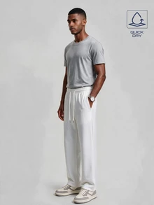 TekDrob Quick-Dry Slim Pants With Slant Pants And Drawstring Waistbands - White - View 5