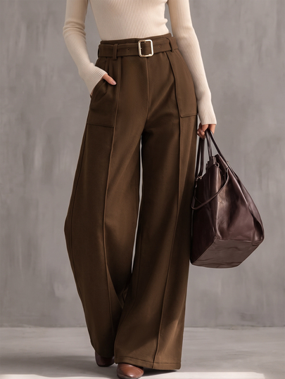 Vavine Women's Solid Color Pocket Casual Daily Wear Long Pants