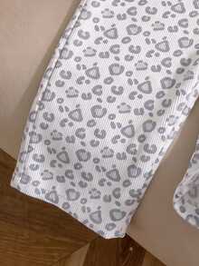 Infant Cute Leopard Print Corduroy Jumpsuit, Fashion Wide Leg Overalls - Light Grey - View 5