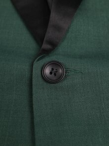 Manfinity AFTRDRK 男士 2 件式修身西裝套裝，單扣夾克與長褲，燕尾服風格，適用於舞會、婚禮 - 墨綠色 - 查看 4