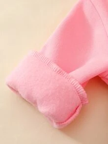 SHEIN 跨境熱銷粉色嬰兒女童衛衣褲子兩件套，可愛卡通貓刺繡蝴蝶結嬰兒服飾，歐美風長袖連帽套裝，適合嬰兒與幼兒的多功能穿搭 - 淺粉色 - 查看 4
