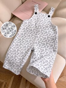 Infant Cute Leopard Print Corduroy Jumpsuit, Fashion Wide Leg Overalls - Light Grey - View 6