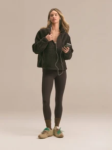 GLOWMODE Running Collection Cloud Fleece Stay Bundled Half-Zip Pullover With Drawstring Hem & Reflective Zipper Fall Winter Outdoor Running Jogging Wear - Brown - View 6