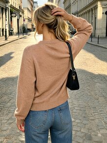 SHEIN LUNE Women's Diamond Pattern V-Neck Long Sleeve Casual Sweater - Multicolor - View 2