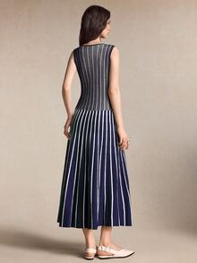 BizChic Women's Striped Casual Daily Knit Dress - Navy Blue - View 5