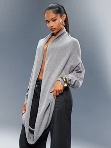 Denimoi Multi Wear Cowl Neck Sweater Fashion Sweater Fall Fashion Cozy Cold Weather Knitwear Cool Girl - Grey - View 5