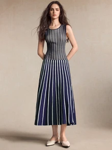 BizChic Women's Striped Casual Daily Knit Dress - Navy Blue - View 3