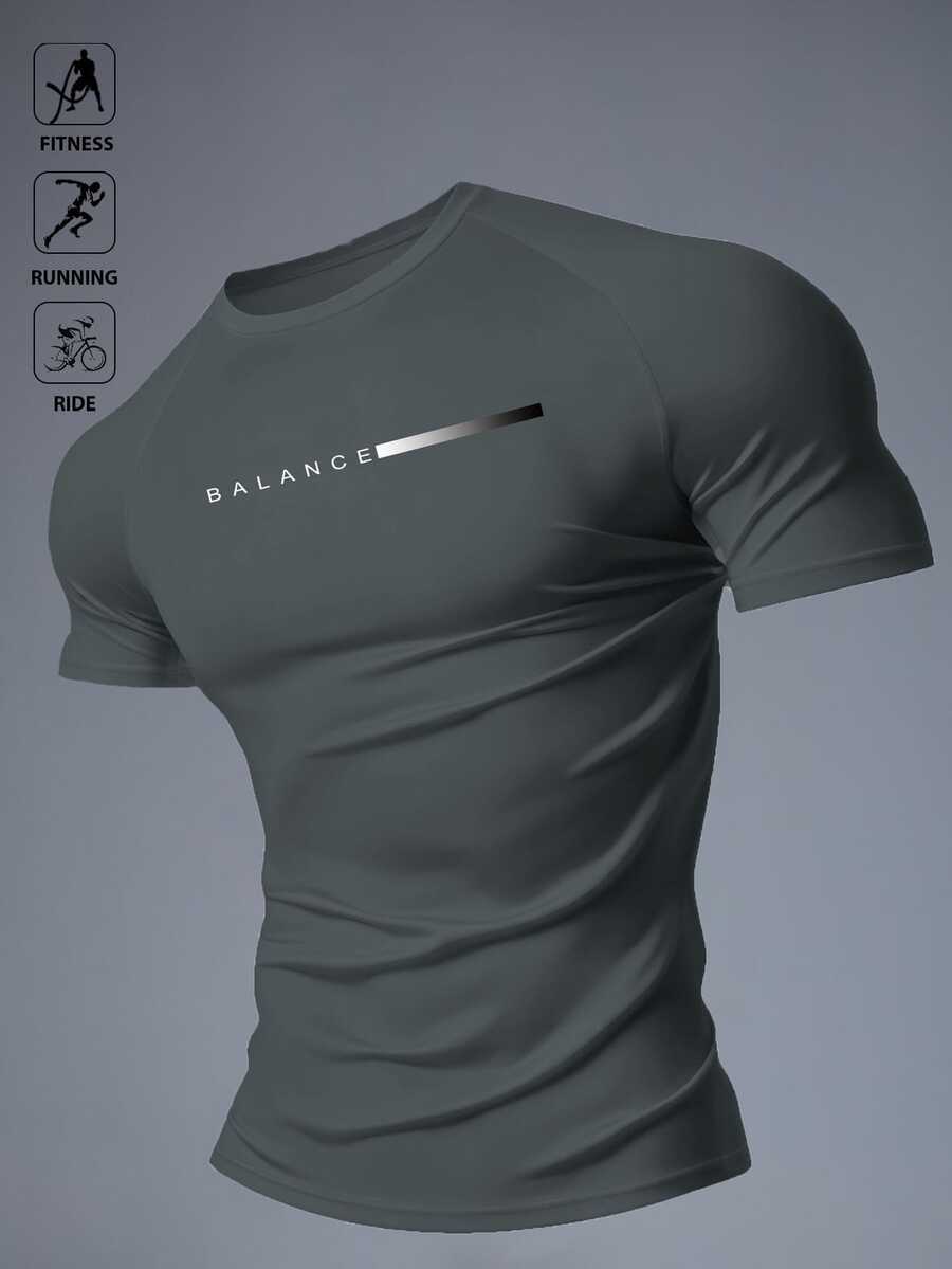 Gym Rark 男士運動彈性時尚 Logo T恤,深灰色健身運動休閒運動服,節日禮物 - 灰色 - 查看 1