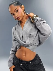 Denimoi Multi Wear Cowl Neck Sweater Fashion Sweater Fall Fashion Cozy Cold Weather Knitwear Cool Girl - Grey - View 1