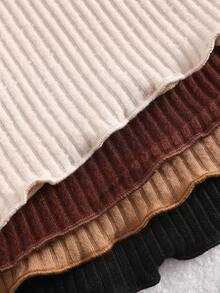 4pcs/Set Girls Casual Fuzzy Ribbed Crew Neck Long Sleeve Soft Base Layer - Multicolor - View 5