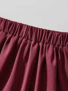 GlowEve 女款純色高腰鈕扣設計口袋休閒裙 - 酒紅色 - 查看 7