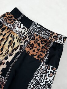 LUMIGAL Women's Leopard Print Geometric Pattern Wide Leg Pants, Casual Commute, Spring/Autumn - Multicolor - View 5