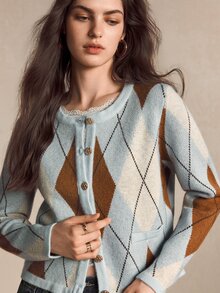 BizChic Women's Diamond Lattice Casual Daily Long Sleeve Sweater - Multicolor - View 2