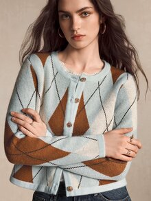 BizChic Women's Diamond Lattice Casual Daily Long Sleeve Sweater - Multicolor - View 5