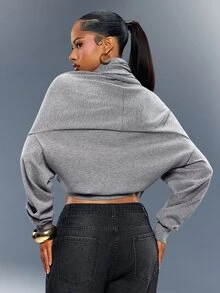Denimoi Multi Wear Cowl Neck Sweater Fashion Sweater Fall Fashion Cozy Cold Weather Knitwear Cool Girl - Grey - View 2