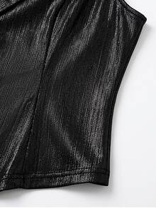 LUMIGAL Rompi Fashion Wanita Warna Polos dengan Kerah Kontras dan Kancing Tunggal - Hitam - View 7