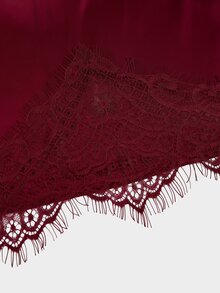 Sweetra French Style Minimalist Sexy Sweet Lace Pleated Elegant Bodycon Short Skirt For Women Plus Size Fall - Burgundy - View 6