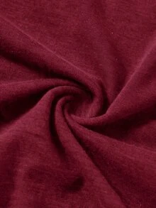 Rusticease 大尺碼酒紅色高低下擺抽繩連帽長袖T恤休閒街頭風 2026秋冬 - 酒紅色 - 查看 5