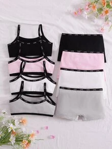SHEIN 8 piezas de camisetas interiores para niñas preadolescentes - Multicolor - Ver 3