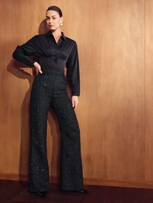 MOTF PREMIUM FASHIONABLE ELEGANT SLIMMING SOPHISTICATED VERSATILE WOMEN'S LONG PANTS - Black - View 6