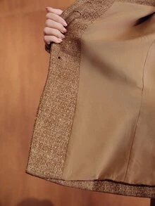 MOTF PREMIUM FASHIONABLE ELEGANT HIGH-END ELEGANT SLIMMING WAIST ASYMMETRICAL COLLAR LONG SLEEVE WOMEN'S BLAZER - Khaki - View 8