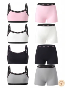 SHEIN 8 piezas de camisetas interiores para niñas preadolescentes - Multicolor - Ver 1