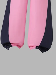 SHEIN 青少年女孩秋季套裝 3件/套，連帽長袖開襟短版拉鍊夾克，白色滾邊與織帶飾邊 - 彩色 - 查看 4