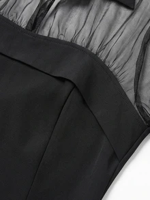 GlowEve Winter Women's Mesh Patchwork Casual Daily Wear Shirt - Black - View 6