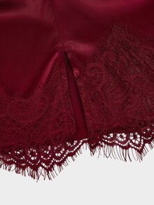 Sweetra French Style Minimalist Sexy Sweet Lace Pleated Elegant Bodycon Short Skirt For Women Plus Size Fall - Burgundy - View 8
