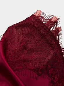 Sweetra French Style Minimalist Sexy Sweet Lace Pleated Elegant Bodycon Short Skirt For Women Plus Size Fall - Burgundy - View 4