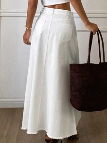 DAZY Women Denim Skirts - White - View 2