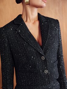 MOTF PREMIUM FASHIONABLE WAIST-CINCHING ELEGANT BLAZER COLLAR VERSATILE WOMEN'S JACKET - Black - View 2