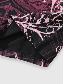 ROMWE MEN Men's Crew Neck Casual Architectural Print Long Sleeve T-Shirt - Black - View 4