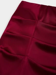 Sweetra French Style Minimalist Sexy Sweet Lace Pleated Elegant Bodycon Short Skirt For Women Plus Size Fall - Burgundy - View 7