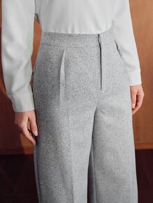 MOTF PREMIUM CELANA PANJANG WANITA DENGAN DESAIN MODIS DAN MEWAH, PINGGANG TINGGI DAN KAKI LEBAR - Light Grey - View 5
