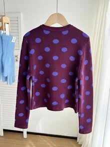 Tween Girl Polka Dot Long Sleeve Single-Breasted Casual Knit Cardigan - Multicolor - View 2