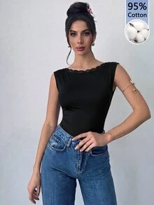 Firerie 女款優雅浪漫時尚通勤性感露背 95% 棉連身衣，適合派對、浪漫約會及婚禮生日穿搭 - 黑色 - 查看 4