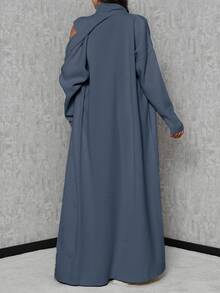 EURMUSE High Neck Knit Top And Knit Pants And Cardigan - Blue - View 2